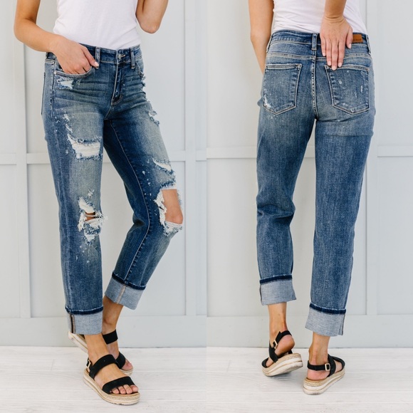 Judy Blue Destroyed Boyfriend Jeans - Picture 9 of 14